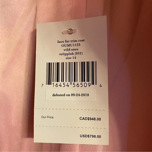 COPY - New Kate Spade Pink Faux Fur Trim Coat - Picture 3 of 7